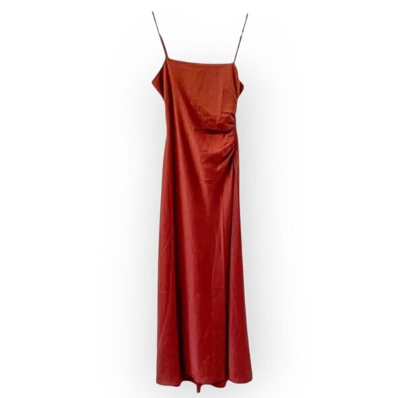 House Of Harlow 1960 Satin Maxi Dress XS Rust - Picture 2 of 9